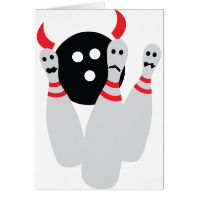 bowling icon greeting cards by TomaniacLines