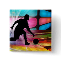 Bowling in a Neon Alley Pinback Buttons