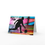 Bowling in a Neon Alley Invite Greeting Cards