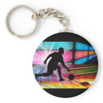 Bowling in a Neon Alley Keychain
