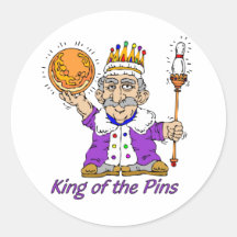 Bowling: King Of The Pins Round Sticker