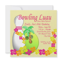 Bowling Luau Personalized Announcements