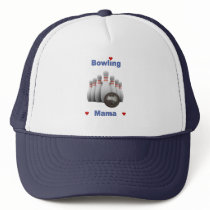 Bowling Mama Hearts Trucker Hats