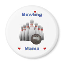 Bowling Mama Hearts Refrigerator Magnet