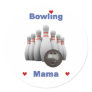 Bowling Mama Hearts Round Stickers