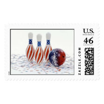 Bowling on 4th of July postage