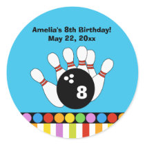 Bowling Party Birthday Custom Favor Sticker