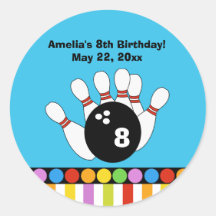 Bowling Party Birthday Custom Favor Sticker