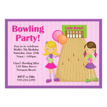 Bowling Party Birthday Invitation for Girl