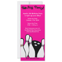 BOWLING PARTY COSMIC ANY AGE BIRTHDAY 4X9 invitations