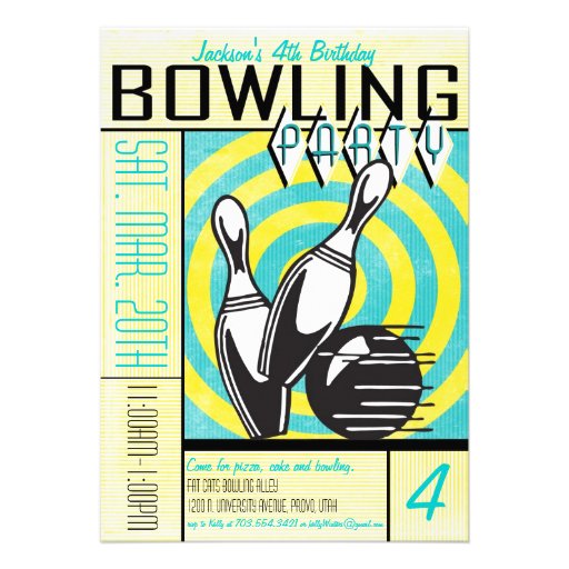 Bowling Party Invitation - Aqua