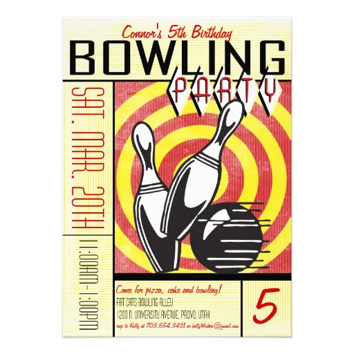 Bowling Party Invitation - Red