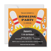Bowling party invitation with bowling ball