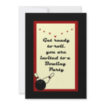 Bowling Party Invitation with retro color and feel