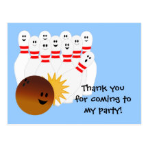 Bowling Party Thank You Postcard