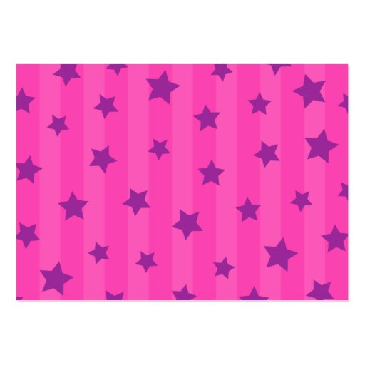 Bowling pin and purple stars on hot pink stripes business card templates (back side)