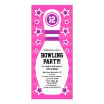 Bowling pin birthday party invitation with stars