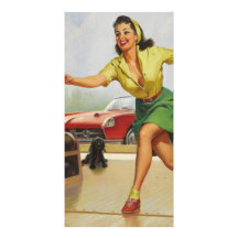 Bowling Pin Up Girl Custom Photo Card