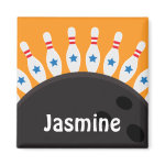 Bowling pins and ball name magnet magnet