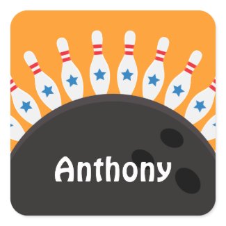 Bowling pins and ball name stickers sticker
