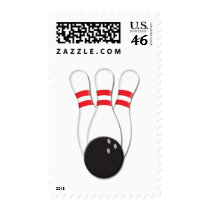 Bowling Pins and Ball Postage Stamp