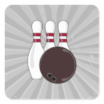 bowling pins and ball vector design square stickers