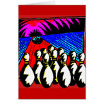BOWLING PINS AND BALLS GREETING CARDS