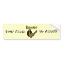 Bowling Pins & Ball w/ Bowler Deep Green Bumper Stickers