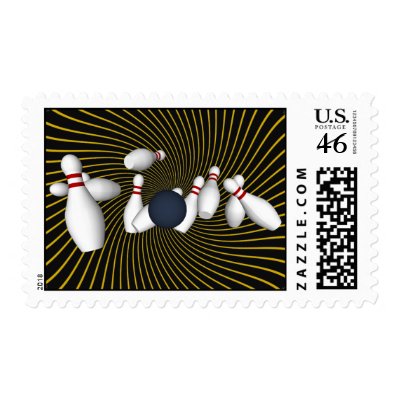 Bowling Pins: Custom Postage Stamps by spiritswitchboard