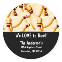Bowling Pins Design 2 Address Labels Round Stickers