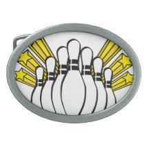 Bowling Pins Oval Belt Buckle