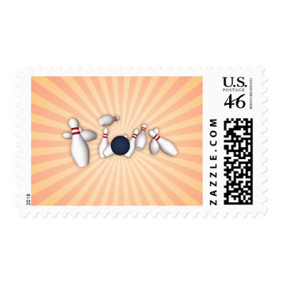 Bowling Pins: Vector Drawing: Postage Stamp by spiritswitchboard