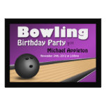 Bowling - Purple Birthday Party Invitations