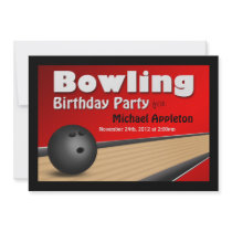 Bowling - Red Birthday Party Invitations