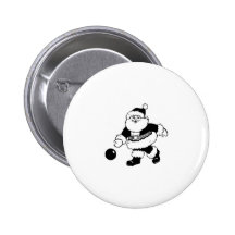 Bowling Santa Pinback Buttons