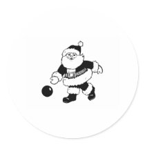 Bowling Santa Round Sticker