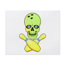 bowling skull and cross pin yellow green flyer design