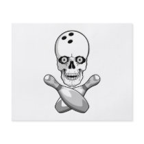 bowling skull and cross pins grayscale design flyers