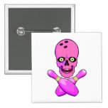 bowling skull and cross pins hot pink and green