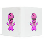 bowling skull and cross pins hot pink and green binders