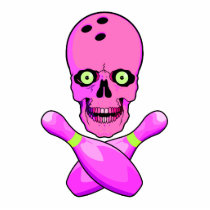 bowling skull and cross pins hot pink and green photo cutout