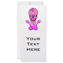 bowling skull and cross pins hot pink and green custom rack cards