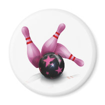 Bowling Team - Ball And Pins. Magnets