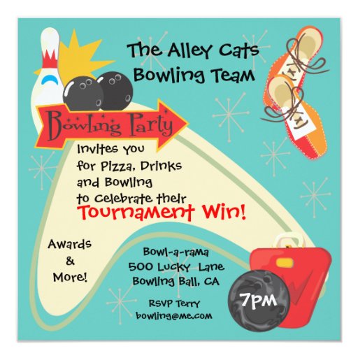 bowling team league party invitation card zazzle team party invitation