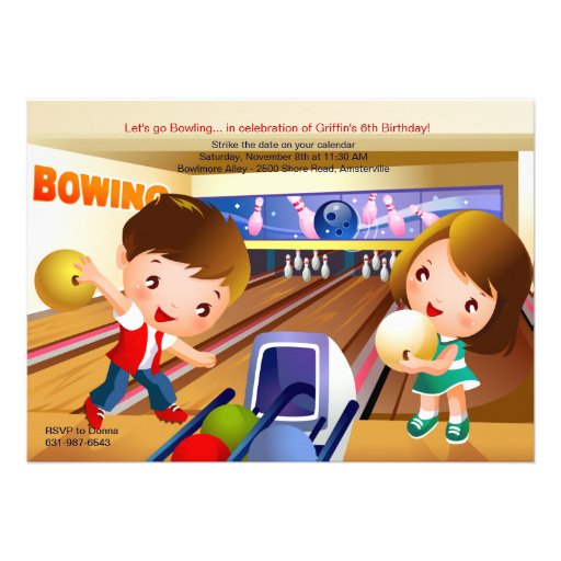Bowling Tots Birthday Party Invitation