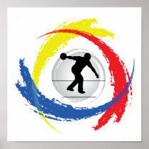 Bowling Tricolor Emblem Print