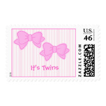 bows pink , It's Twins - postage