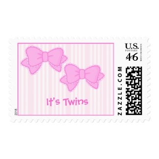 bows pink , It's Twins - stamp