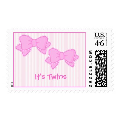 bows pink , It's Twins - Stamp Zazzle_stamp