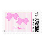 bows pink , It's Twins - Stamp